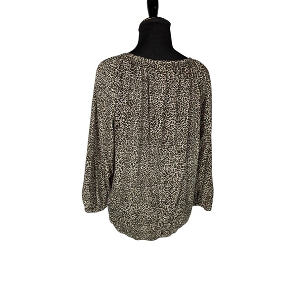 Michael Kors Blouse M Women's Beige Animal Print Long Sleeve Stretchy - Picture 5 of 7